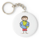 Drawing of boy with planet earth keychains