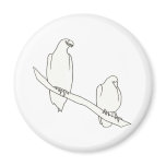 Drawing of Two Birds on a Branch Magnets magnets