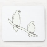 Drawing of Two Birds on a Branch Mousepads