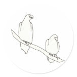 Drawing of Two Birds on a Branch Stickers stickers