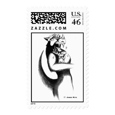Drawing: Werewolf Postage by serenitystudios