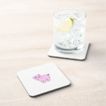Drawn Cartoon Cute Little Pig Pink, White, Black Beverage Coaster