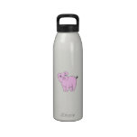 Drawn Cartoon Cute Little Pig Pink, White, Black Reusable Water Bottles