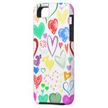 Drawn Love Romance Hearts Red Blue Pink Green iPhone 5 Cover
