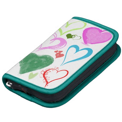Drawn Love Romance Hearts Red Blue Pink Green Folio Planner
