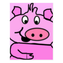 Drawn Pig face Post Cards