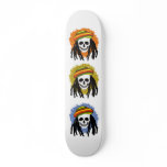 Dreadlock skull skateboard