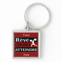 Dream Believe Achieve French Weightlifter Keychain