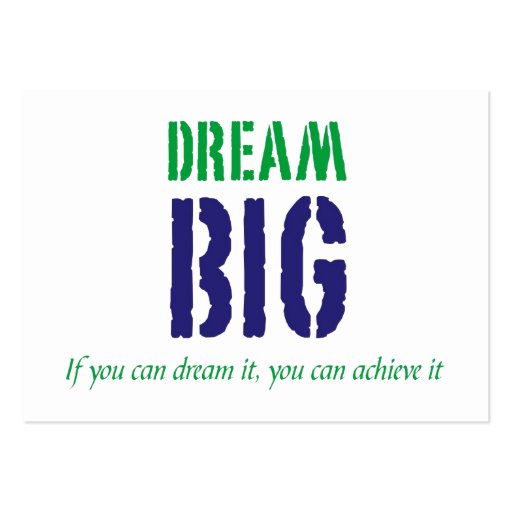 Dream Big motivart card Business Card Template (front side)