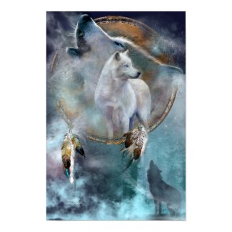 Dream Catcher Series-Spirit Wolf Poster/Print print