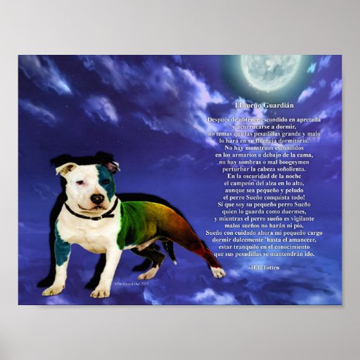 Dream Dog Poster (Pitbull Spanish) Zazzle