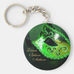 Dream Green Masquerade Mask Inspirational Keychain