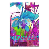 Dream in Color Teal Columbine w Poster Edging posters by JulieAJenkins Dream in Color Teal Columbine w Poster Edging posters