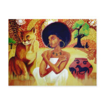 african, americam, afro, black, urban, landscape, animals, horses, girl, woman, art, Postcard with custom graphic design