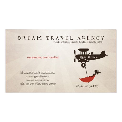 Dream Travel Agency business card (front side)