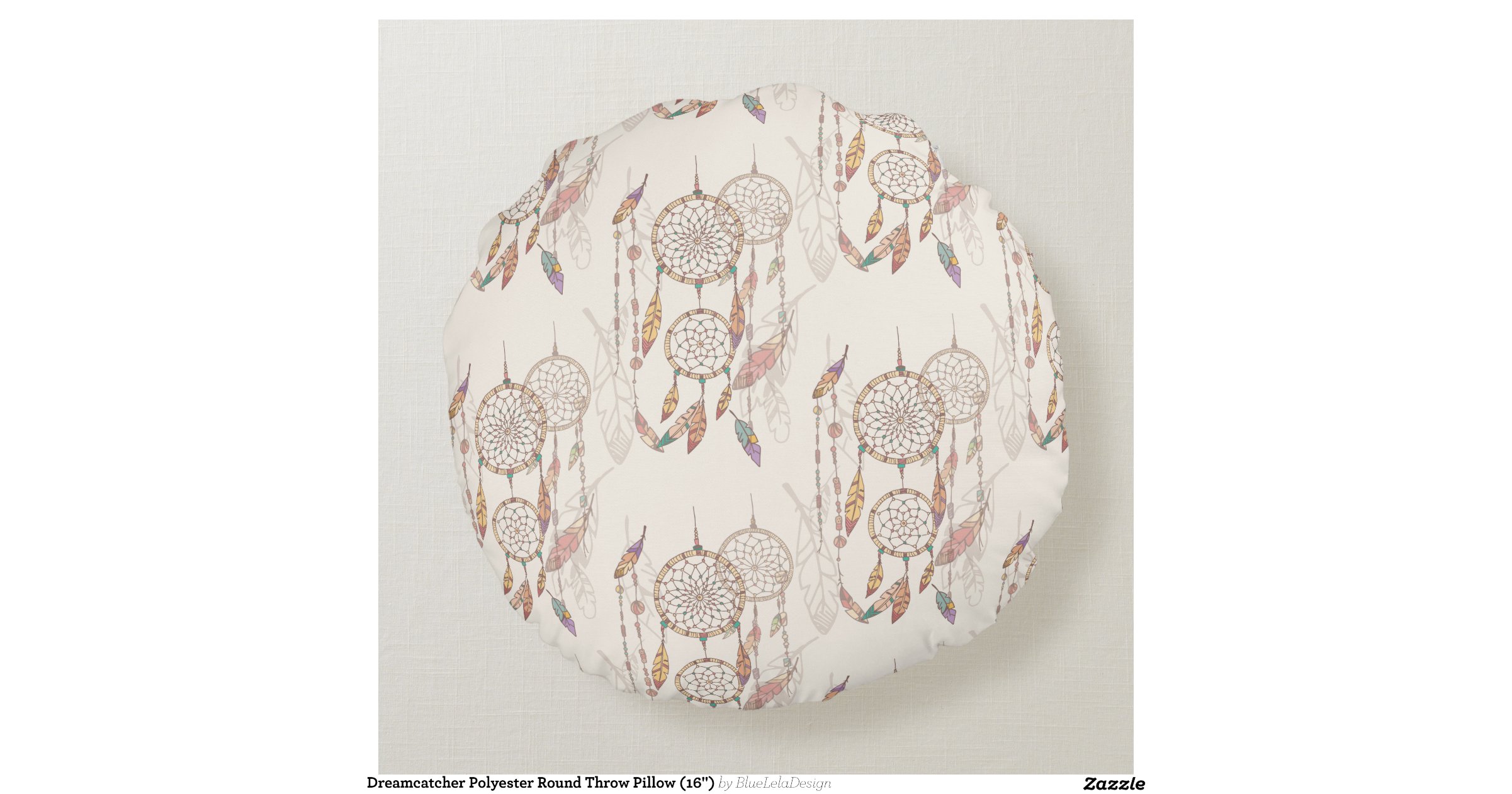 Dreamcatcher Polyester Round Throw Pillow (16
