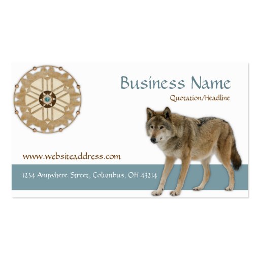 Dreamcatcher wWolf Native American Business Card (front side)