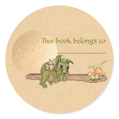 Dreaming Dragon Bookplate Round Stickers