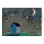Dreaming house night moon stars Tiny Art dream Greeting Cards