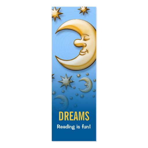 Dreaming moon - Reading is fun! bookmark Business Card (front side)