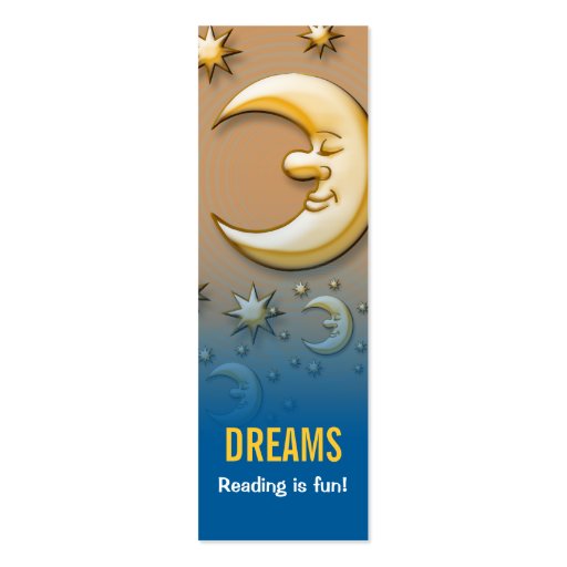 Dreaming moon - Reading is fun! bookmark Business Card (back side)