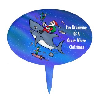 Dreaming Of A Great White Shark Christmas Cake Topper