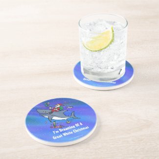 Dreaming Of A Great White Shark Christmas Coaster