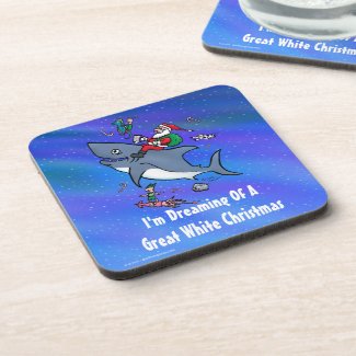 Dreaming Of A Great White Shark Christmas Drink Coaster