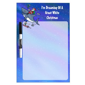 Dreaming Of A Great White Shark Christmas Dry Erase Whiteboard