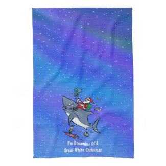 Dreaming Of A Great White Shark Christmas Hand Towel