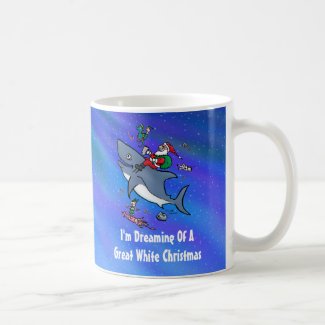 Dreaming Of A Great White Shark Christmas Coffee Mugs