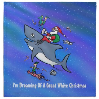 Dreaming Of A Great White Shark Christmas Printed Napkin