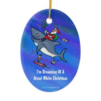 Dreaming Of A Great White Shark Christmas Ornaments