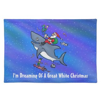 Dreaming Of A Great White Shark Christmas Place Mat