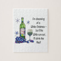 Dreaming of White Christmas, Funny Wine Art Gifts Jigsaw Puzzles