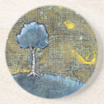 Dreaming tree painting fun unique modern landscape coasters