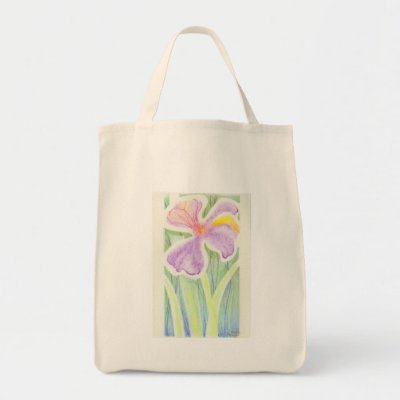 Dreamlike Stained Glass Iris Flower Drawing Tote Bags by MarthaGoutal