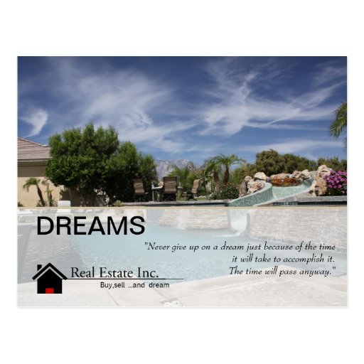 Dreams Real Estate postcard Zazzle