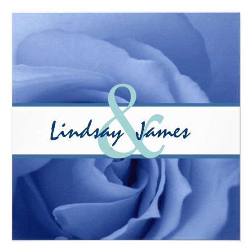 Dreamy Blue Rose Floral Wedding Custom Announcement
