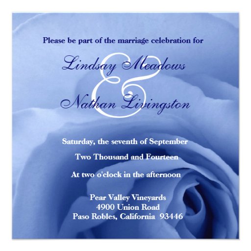Dreamy Blue Rose Floral Wedding Custom Announcement