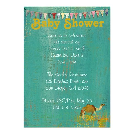 Dreamy Camel Baby Shower Sunshine Teal Invitation