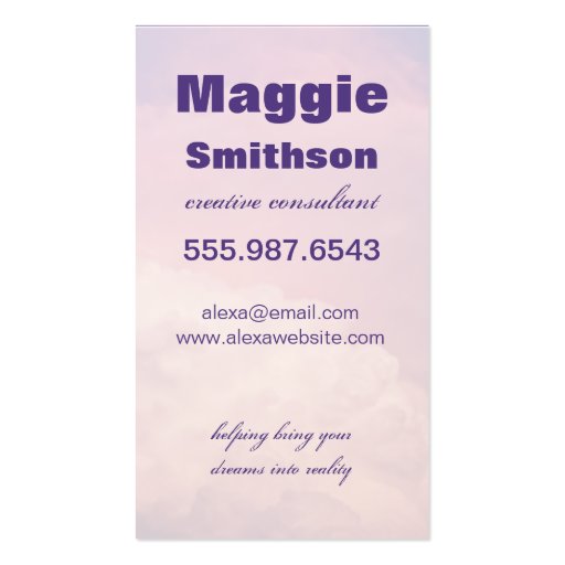 Dreamy Cloud Creative Consultant Business Card (back side)