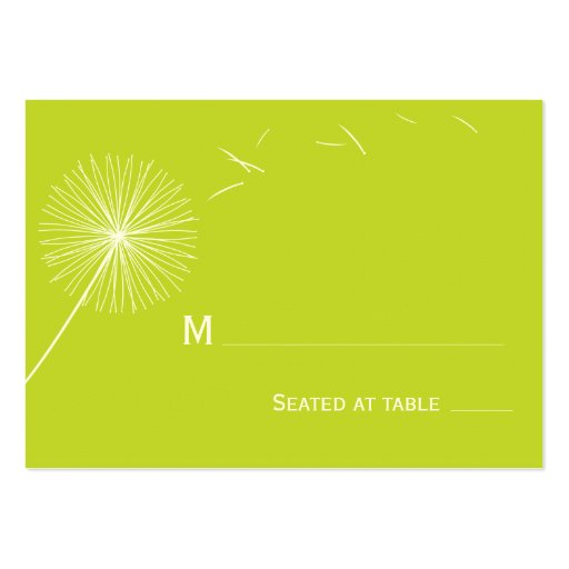 Dreamy Dandelion Wedding Place Card - Meadow Green Business Card Templates (front side)