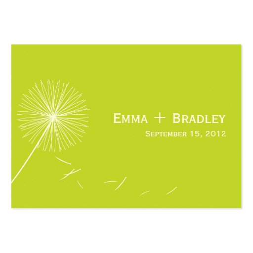 Dreamy Dandelion Wedding Place Card - Meadow Green Business Card Templates (back side)