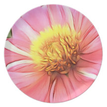Dreamy Pink Dahlia Party Plate