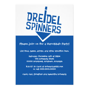 Dreidel Spinners Hanukkah Party Custom Invitation