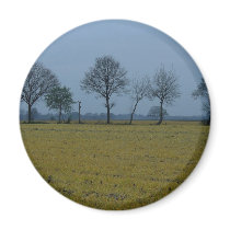 Drenthe - Yellow Grass and Trees Refrigerator Magnet