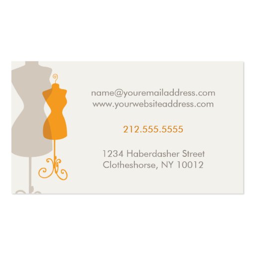 Dress Form Alteration & Fashion Design Card Business Card Template (back side)