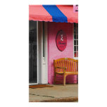 Dress Shop With Orange and Blue Awning photo cards