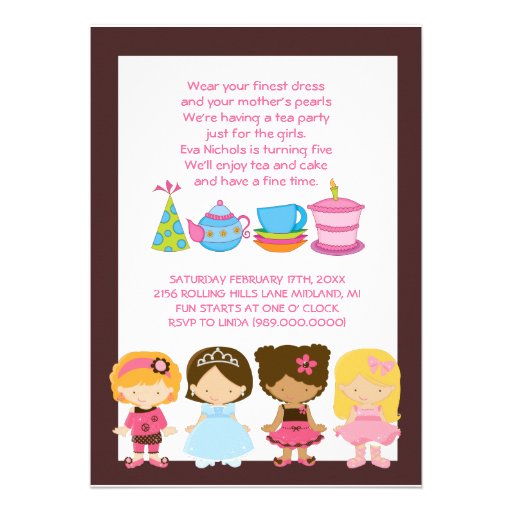 Dress-Up Birthday or Tea Party Invitations (front side)
